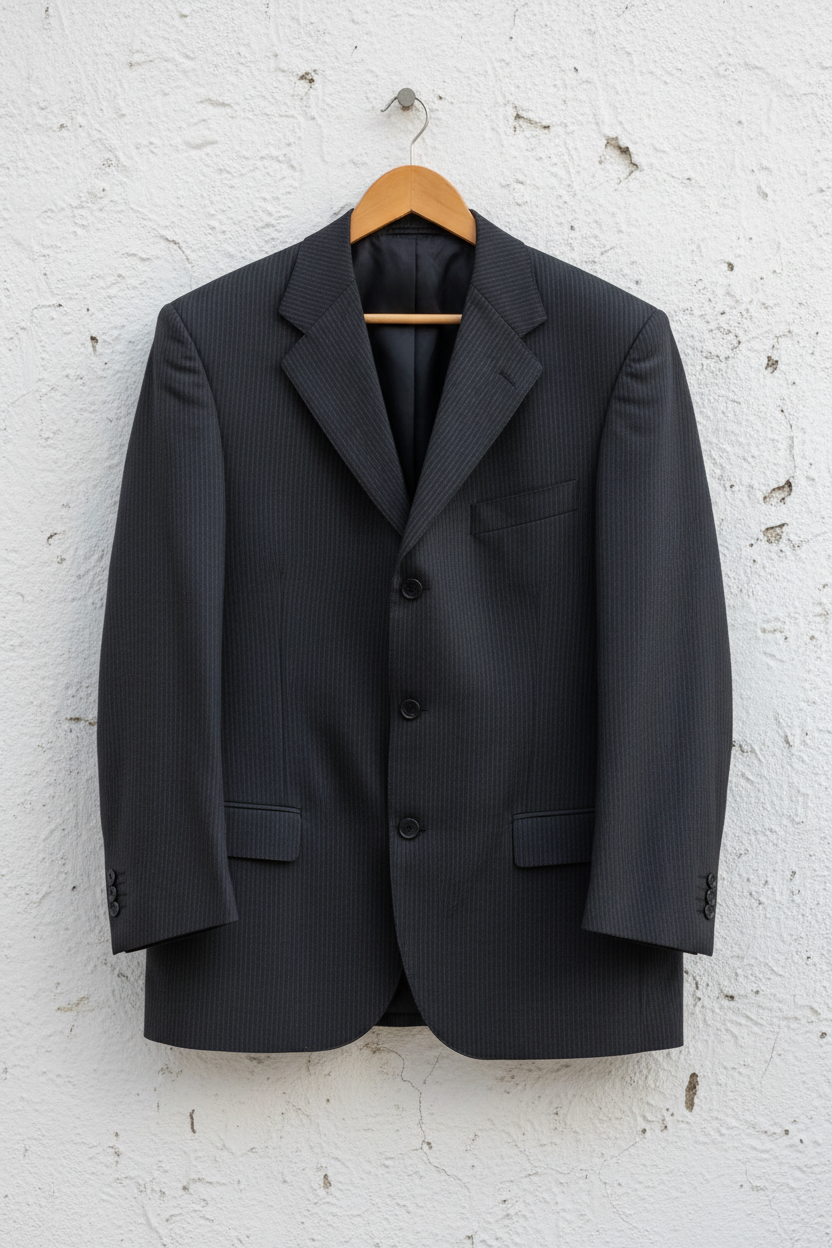 Blazer gessato su muro rustico
