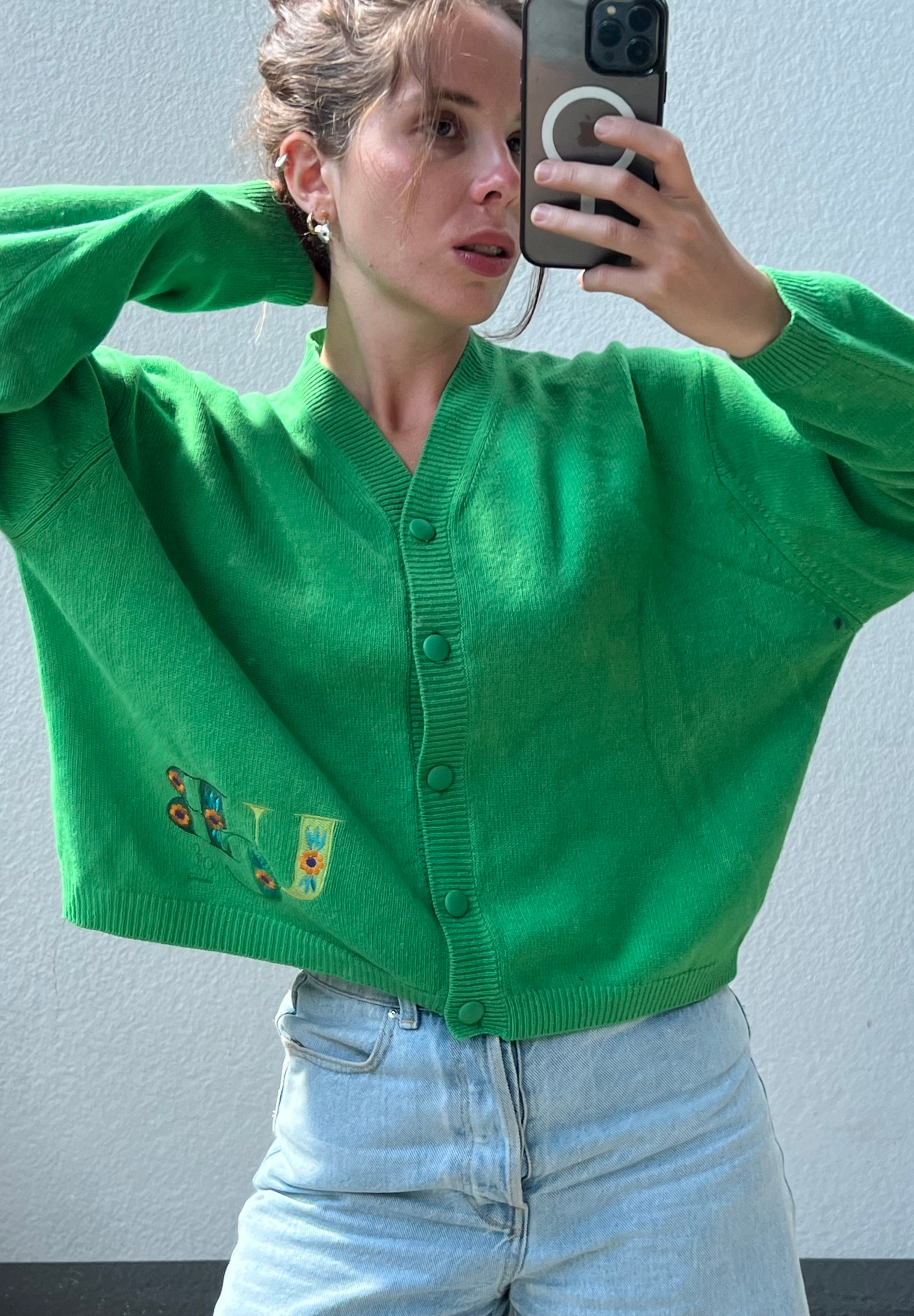 Cardigan in lana e fantasia