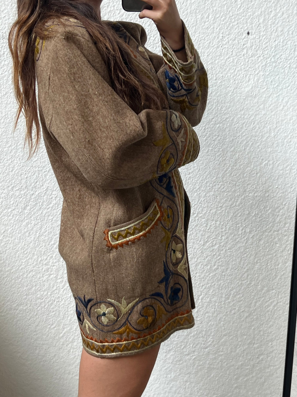 Giacca decorata in lana di alpaca