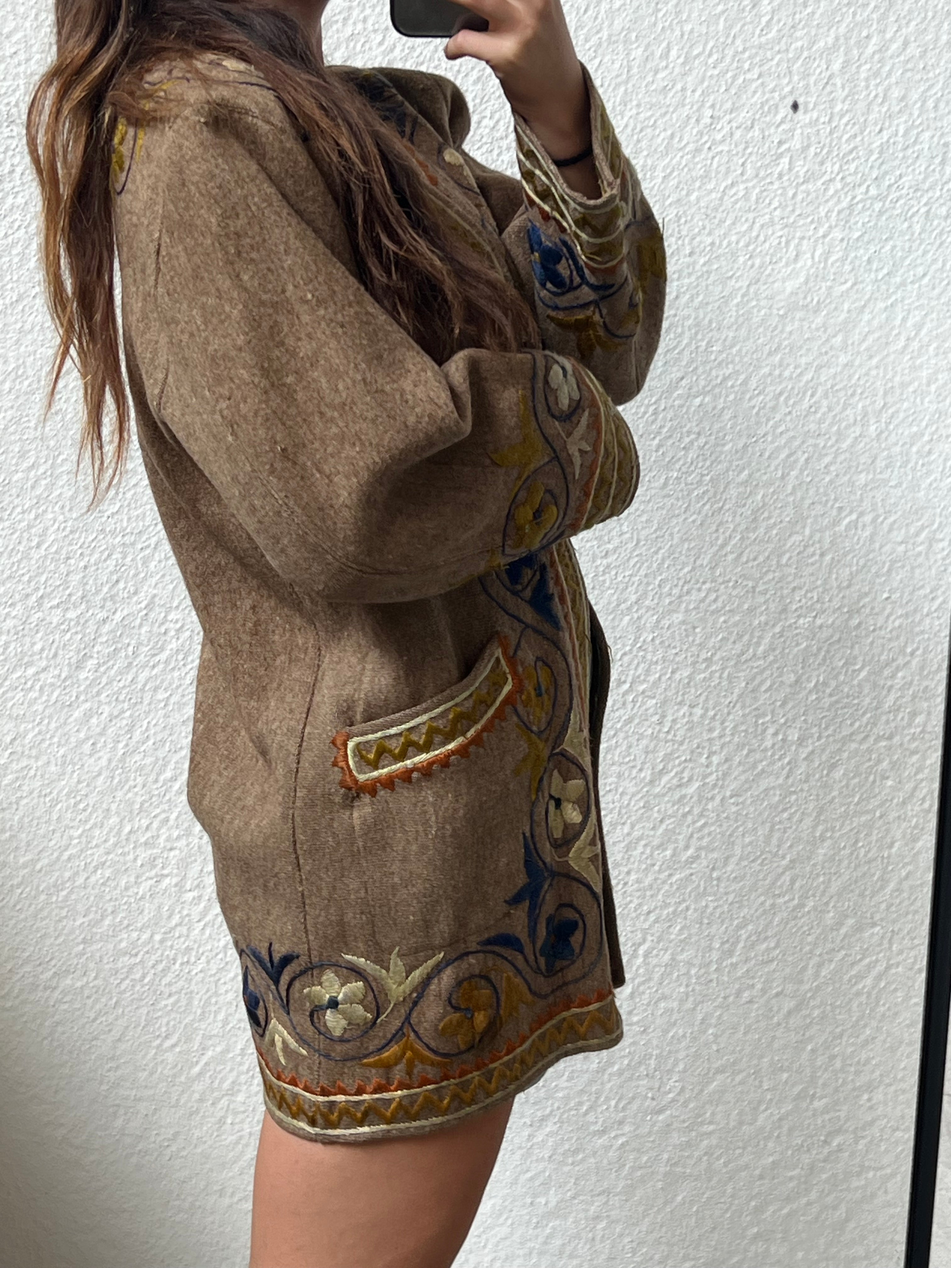 Giacca decorata in lana di alpaca