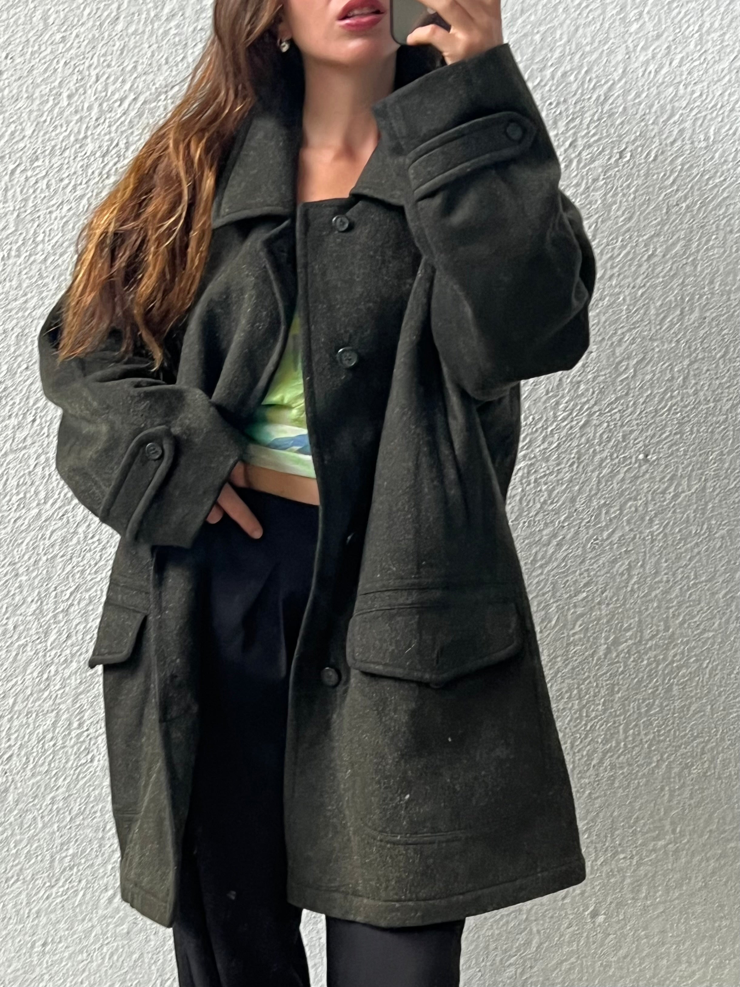 Cappotto in lana mohair e alpaca