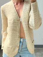 Cardigan beige 100% lana
