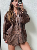 Giacca in vera pelle marrone