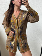 Giacca decorata in lana di alpaca