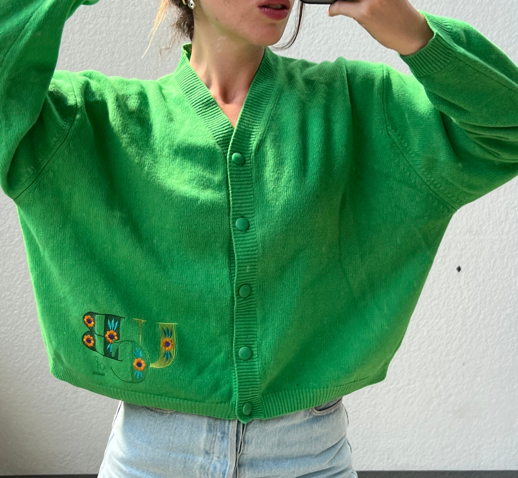Cardigan in lana e fantasia