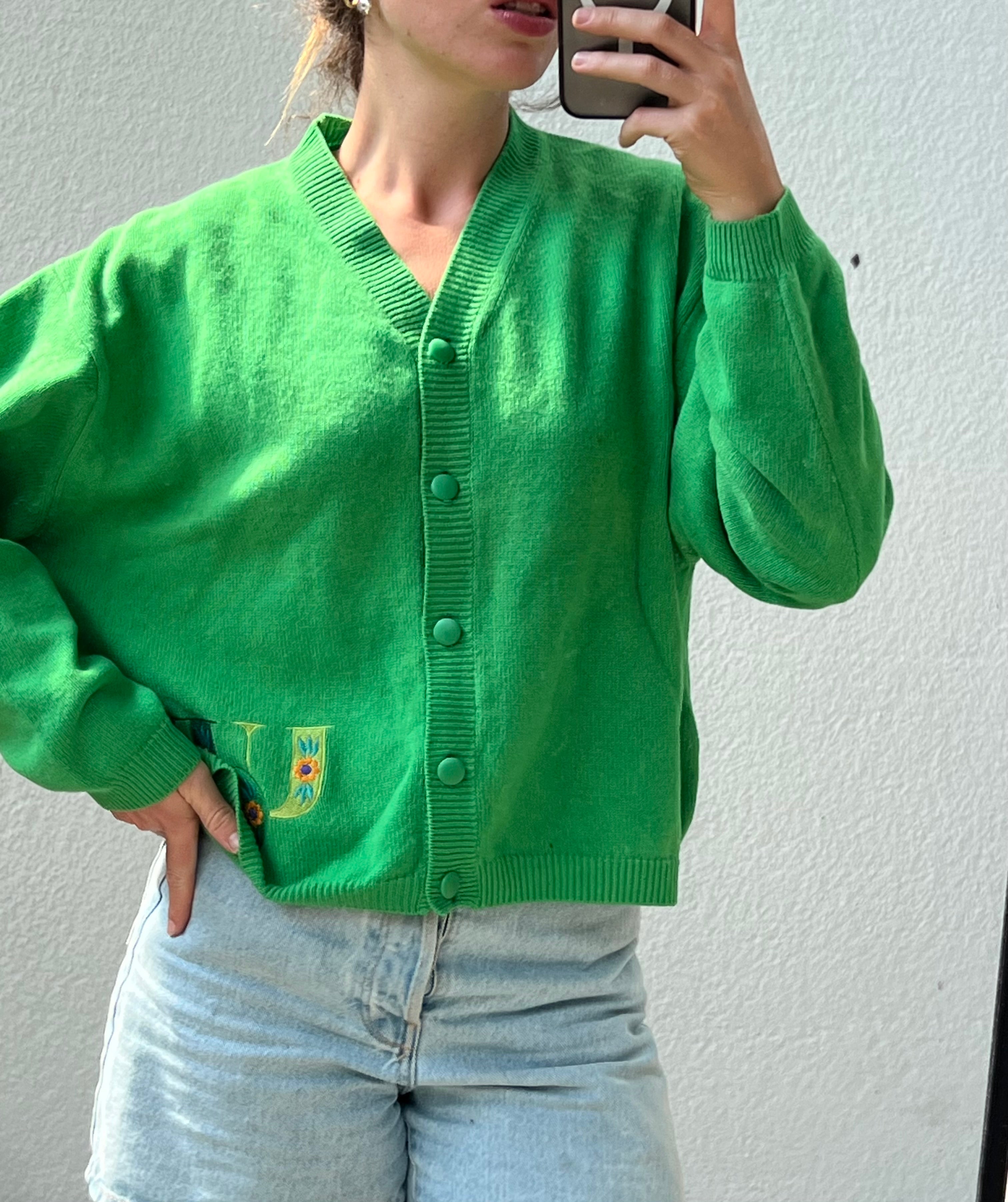 Cardigan in lana e fantasia