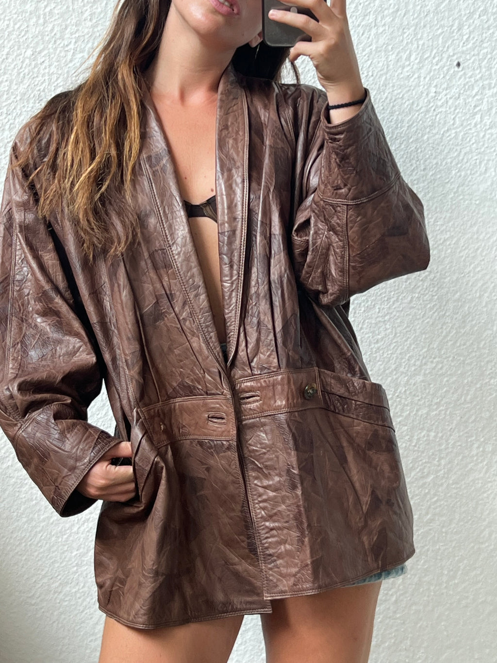 Giacca in vera pelle marrone