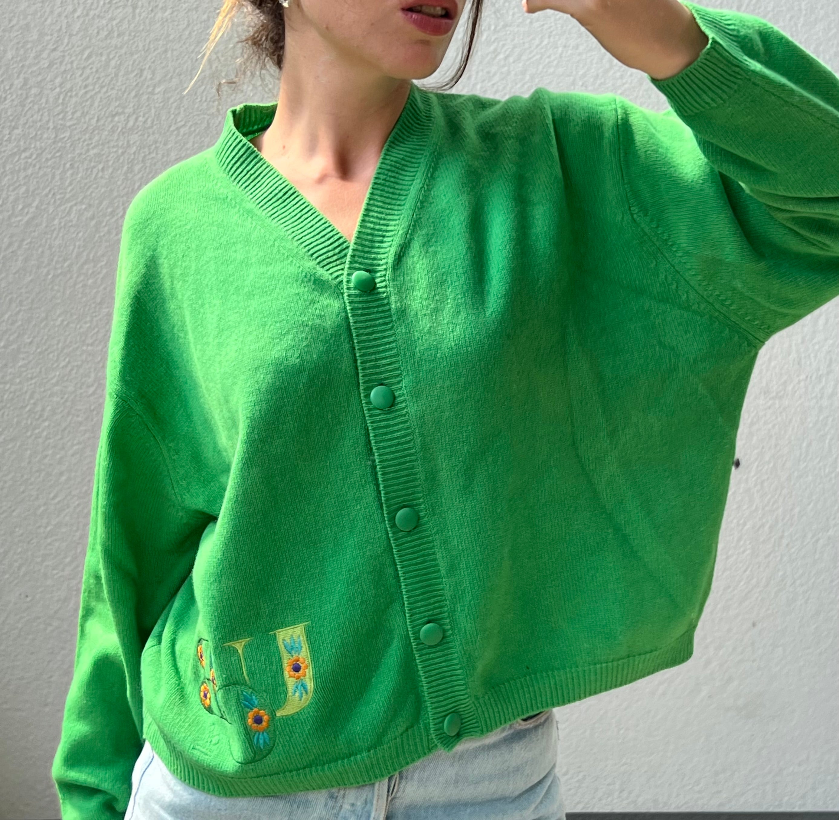 Cardigan in lana e fantasia