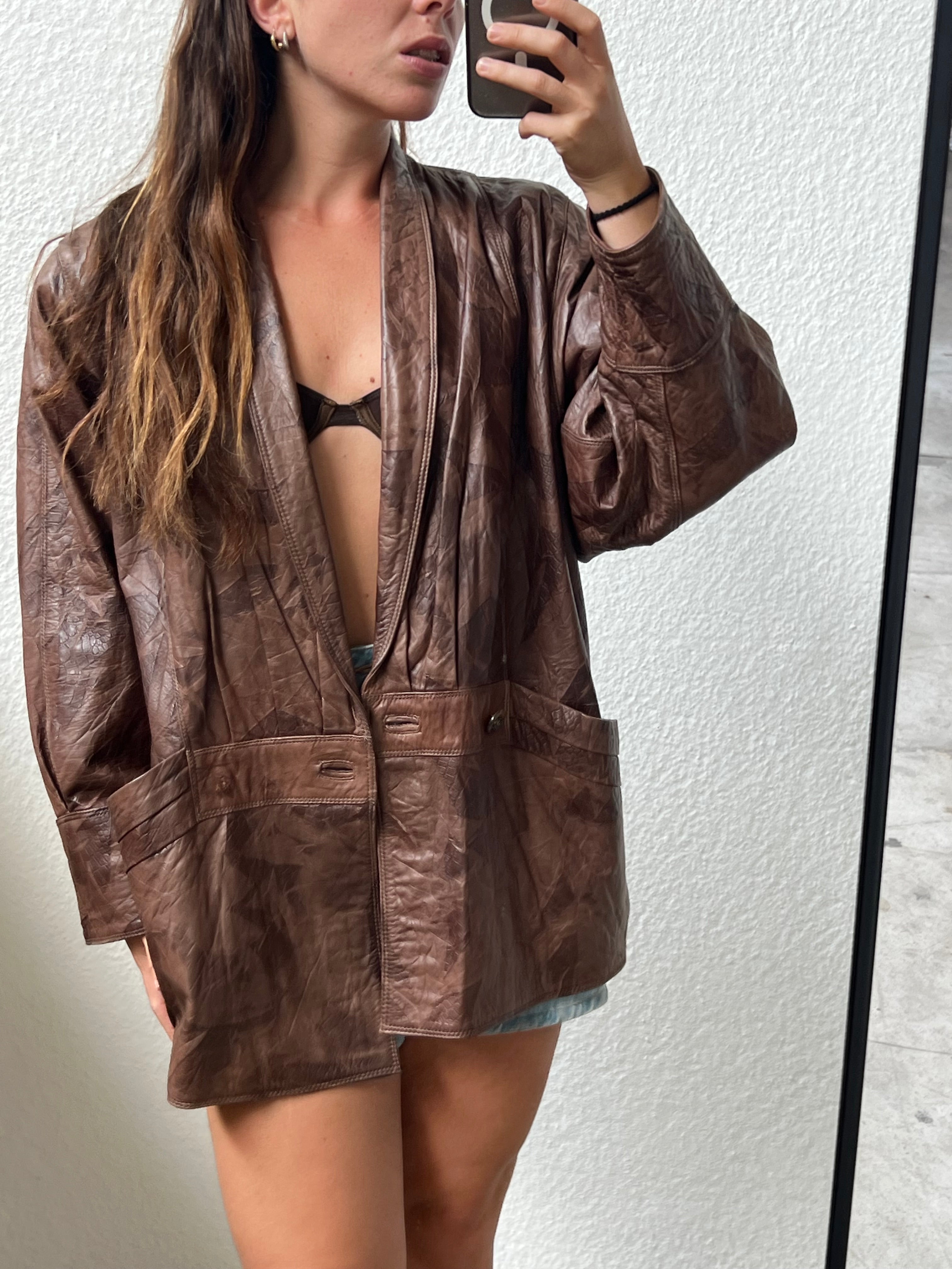 Giacca in vera pelle marrone
