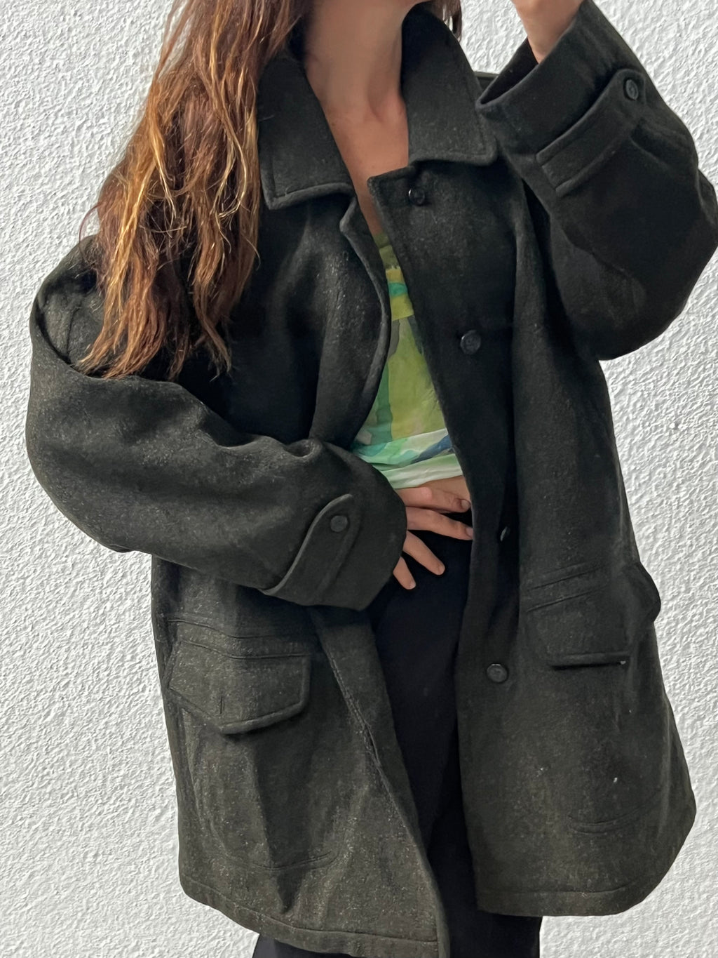 Cappotto in lana mohair e alpaca