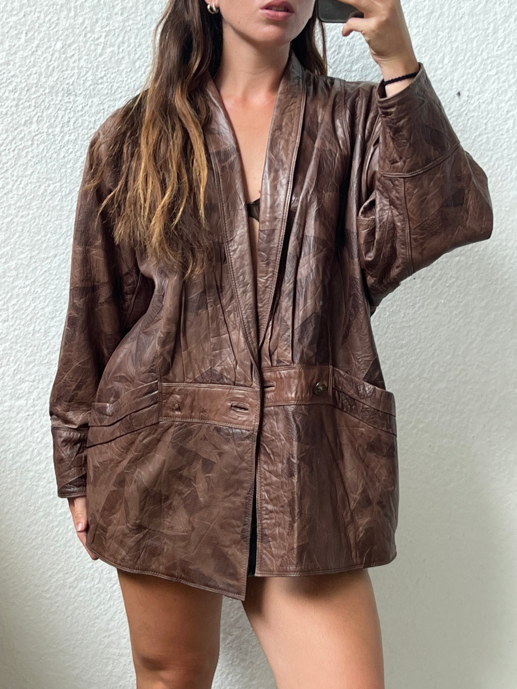 Giacca in vera pelle marrone