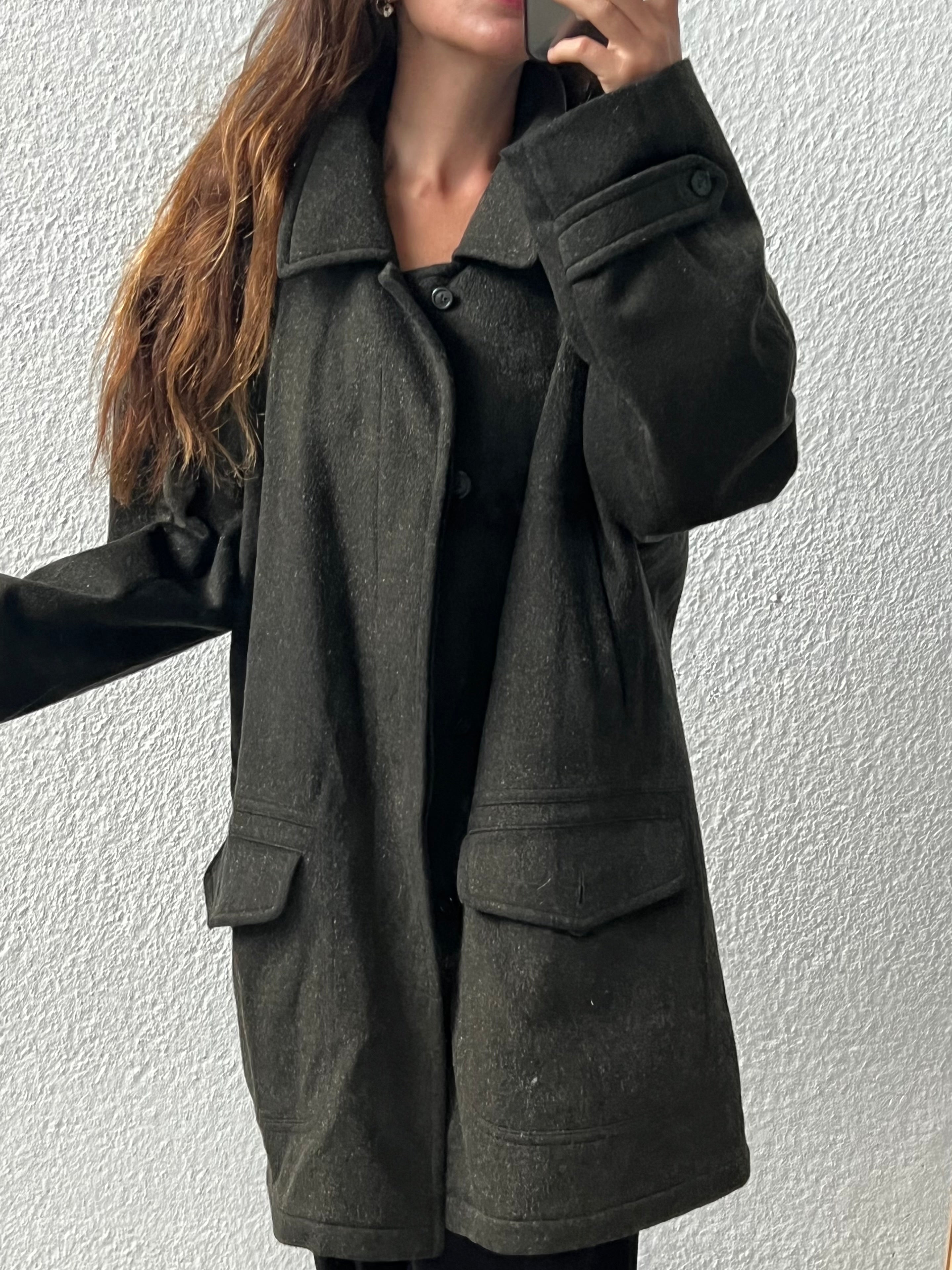 Cappotto in lana mohair e alpaca