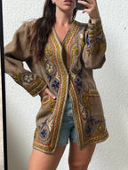 Giacca decorata in lana di alpaca