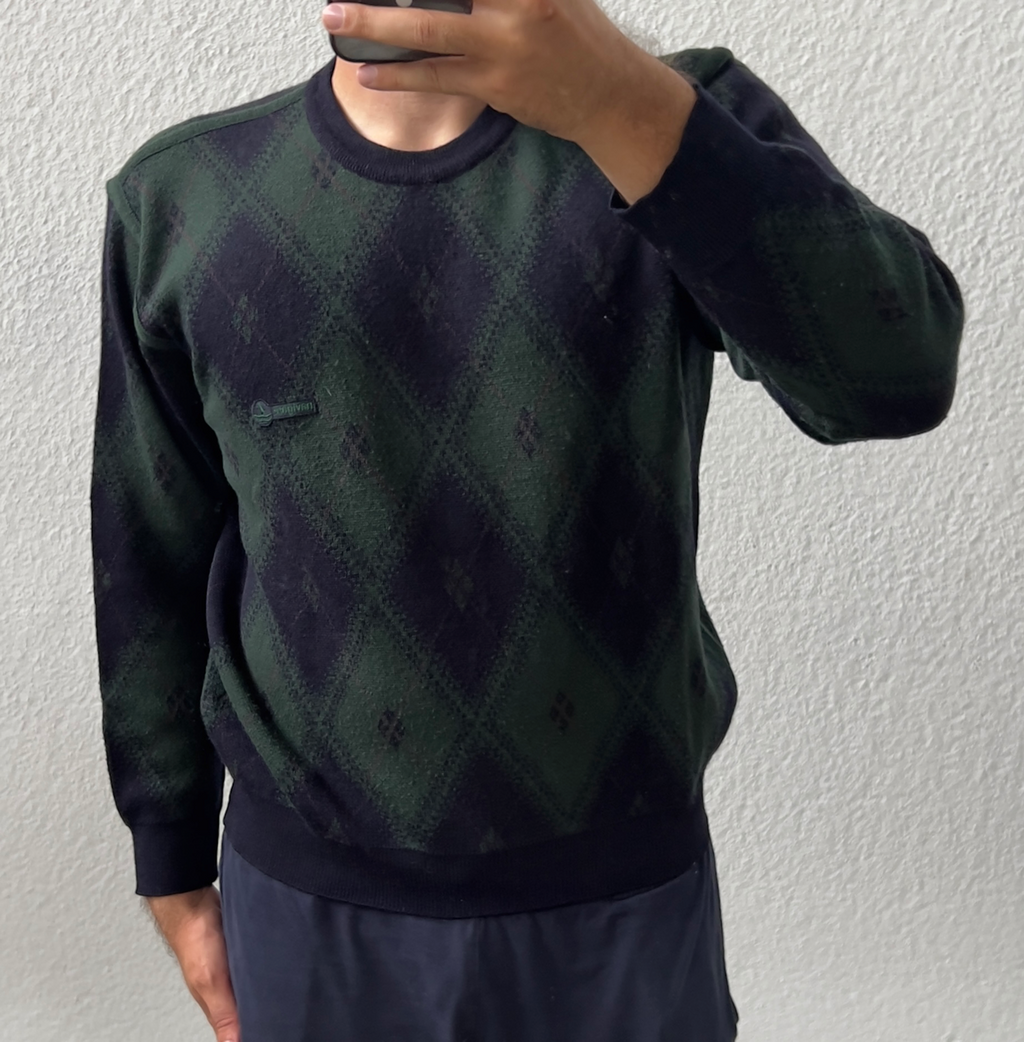Maglione a quadri in lana Navigare