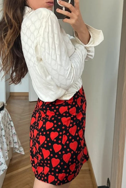 SAINT LAURENT Heart Print Mini Skirt  2000s Archive