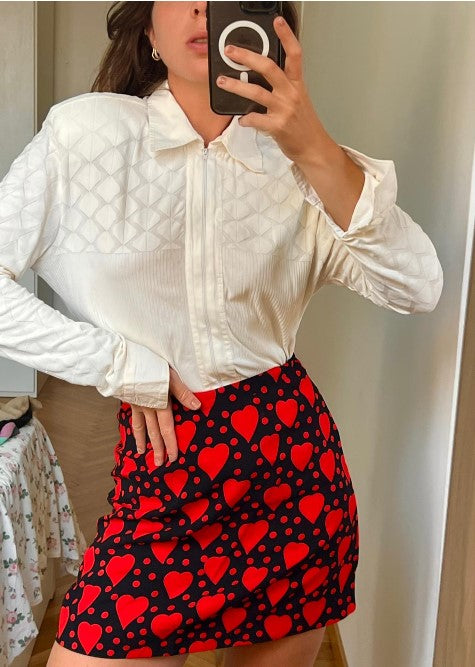 SAINT LAURENT Heart Print Mini Skirt  2000s Archive