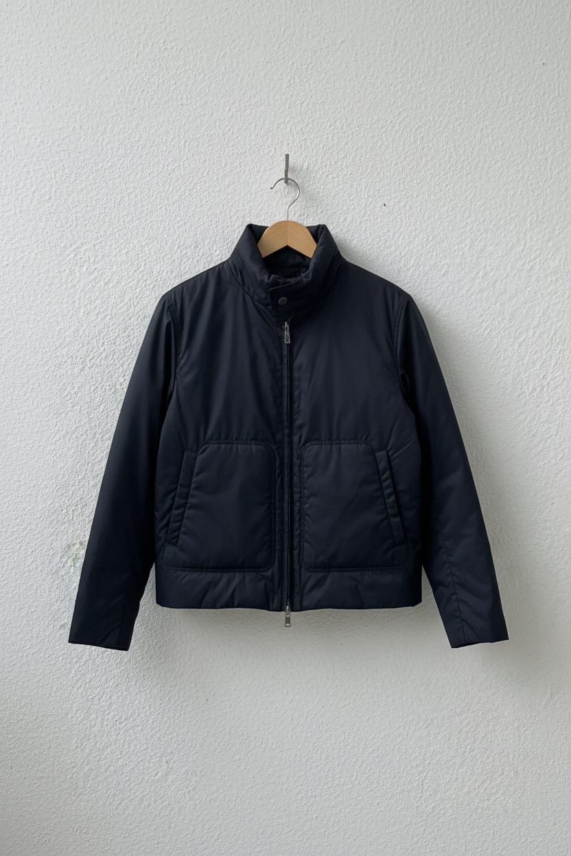Bomber navy imbottito zip su gruccia
