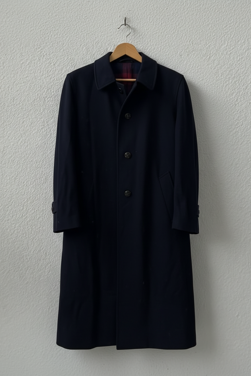 Cappotto navy lungo fodera tartan su gruccia