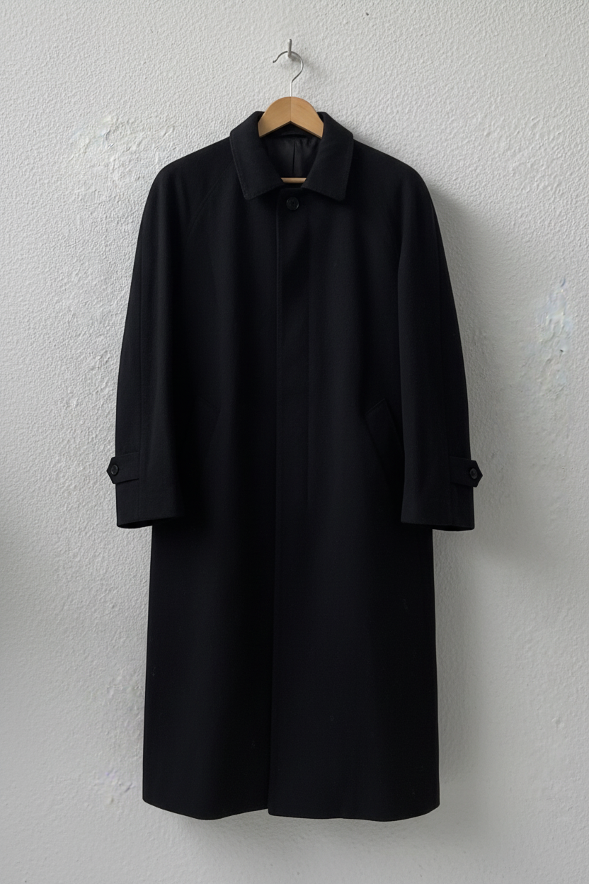 Cappotto nero uomo colletto camicia su gruccia