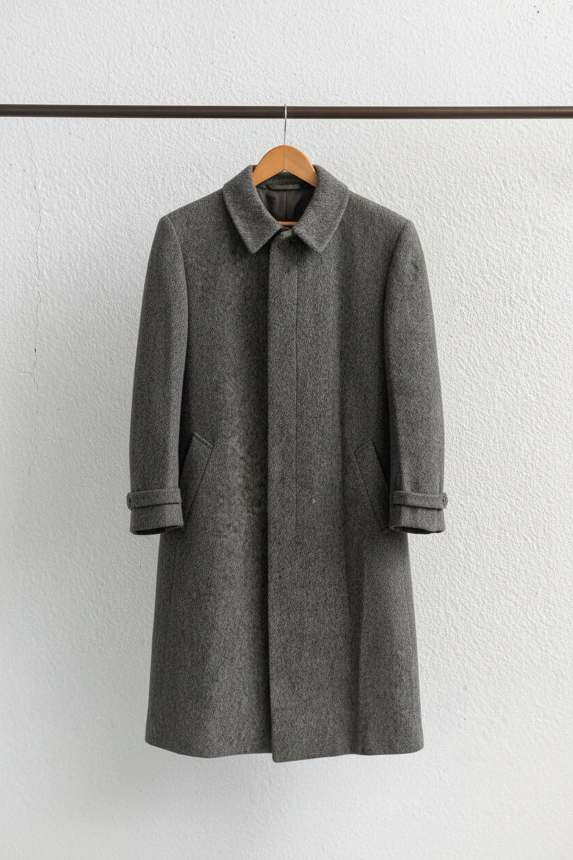 Cappotto tweed grigio verde melange su gruccia