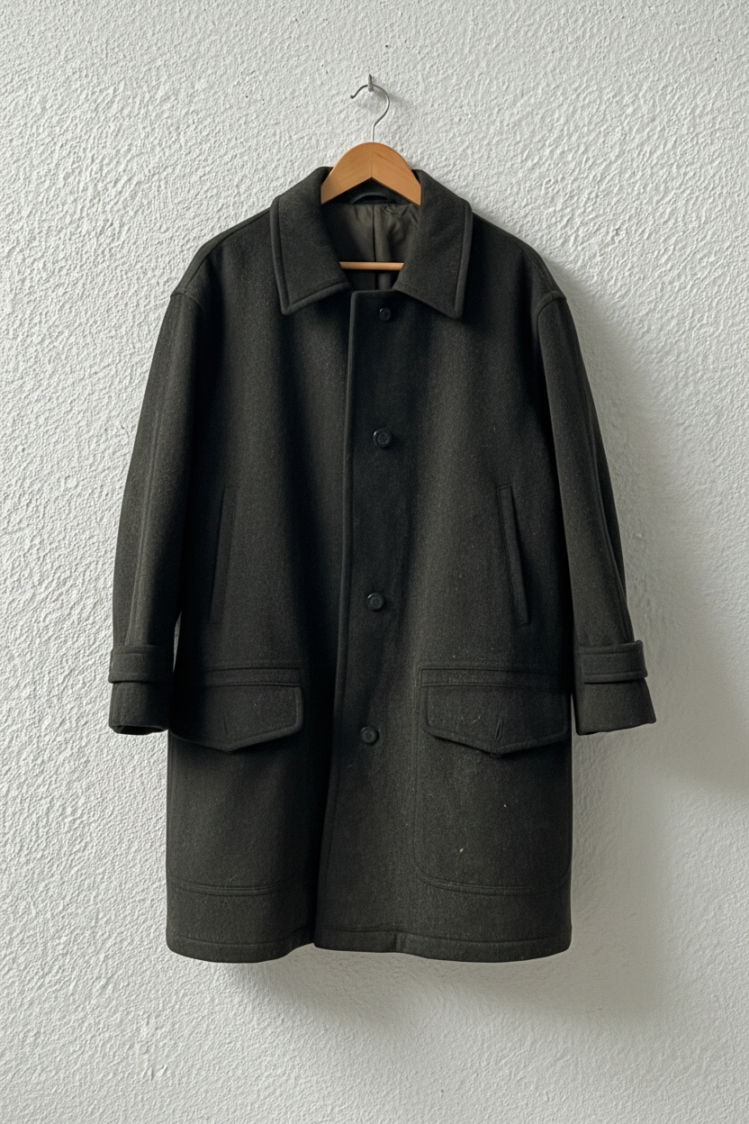Cappotto verde militare su gruccia