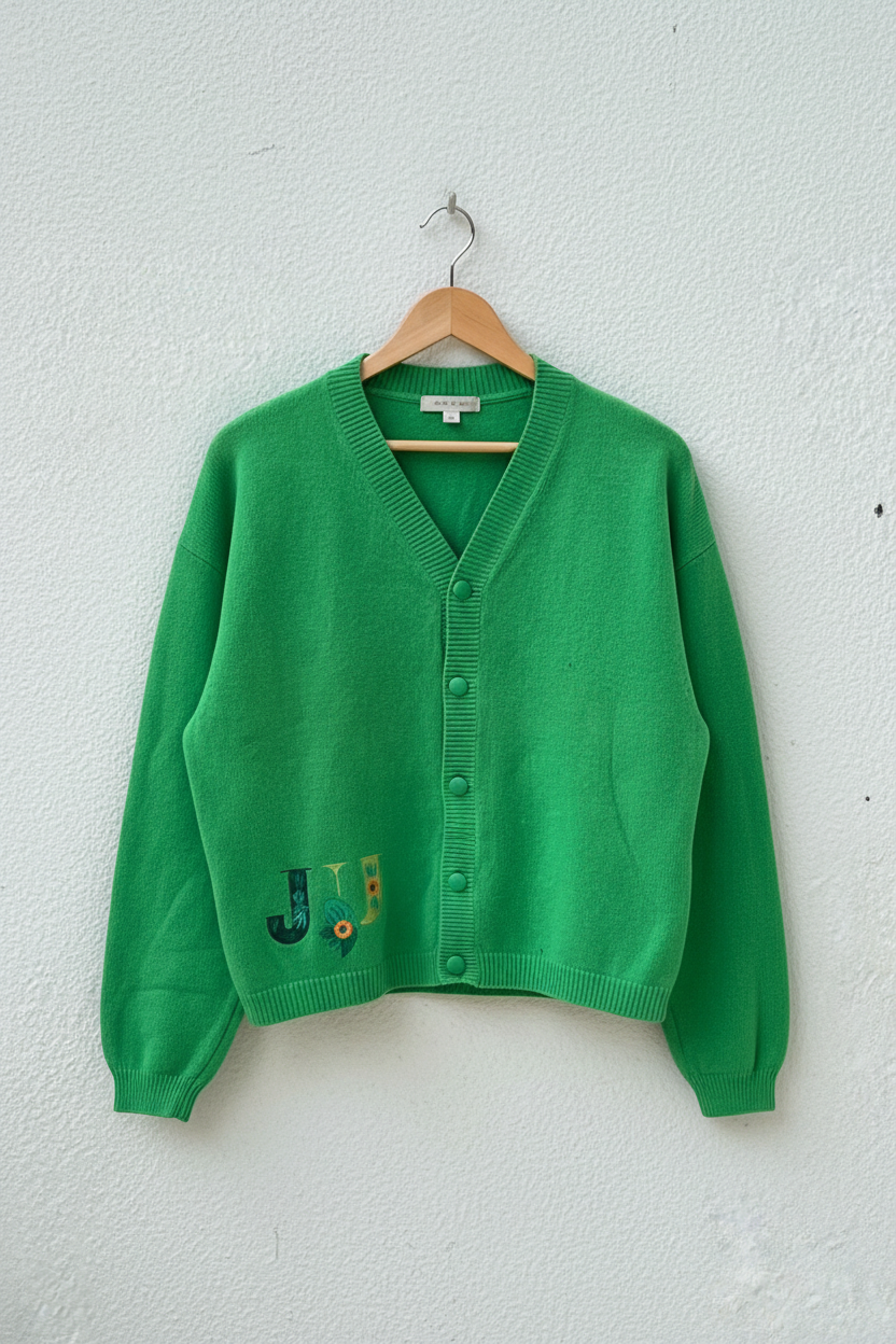 Cardigan verde su gruccia