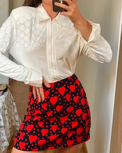 SAINT LAURENT Heart Print Mini Skirt  2000s Archive