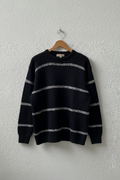 Maglione nero righe grigie girocollo su gruccia