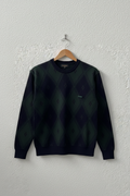 Maglione verde nero argyle girocollo su gruccia
