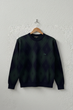 Maglione verde nero argyle girocollo su gruccia