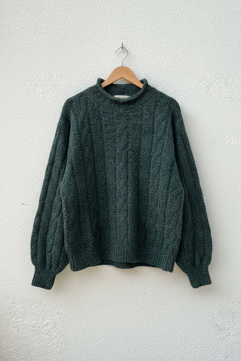 Maglione verde scuro su gruccia